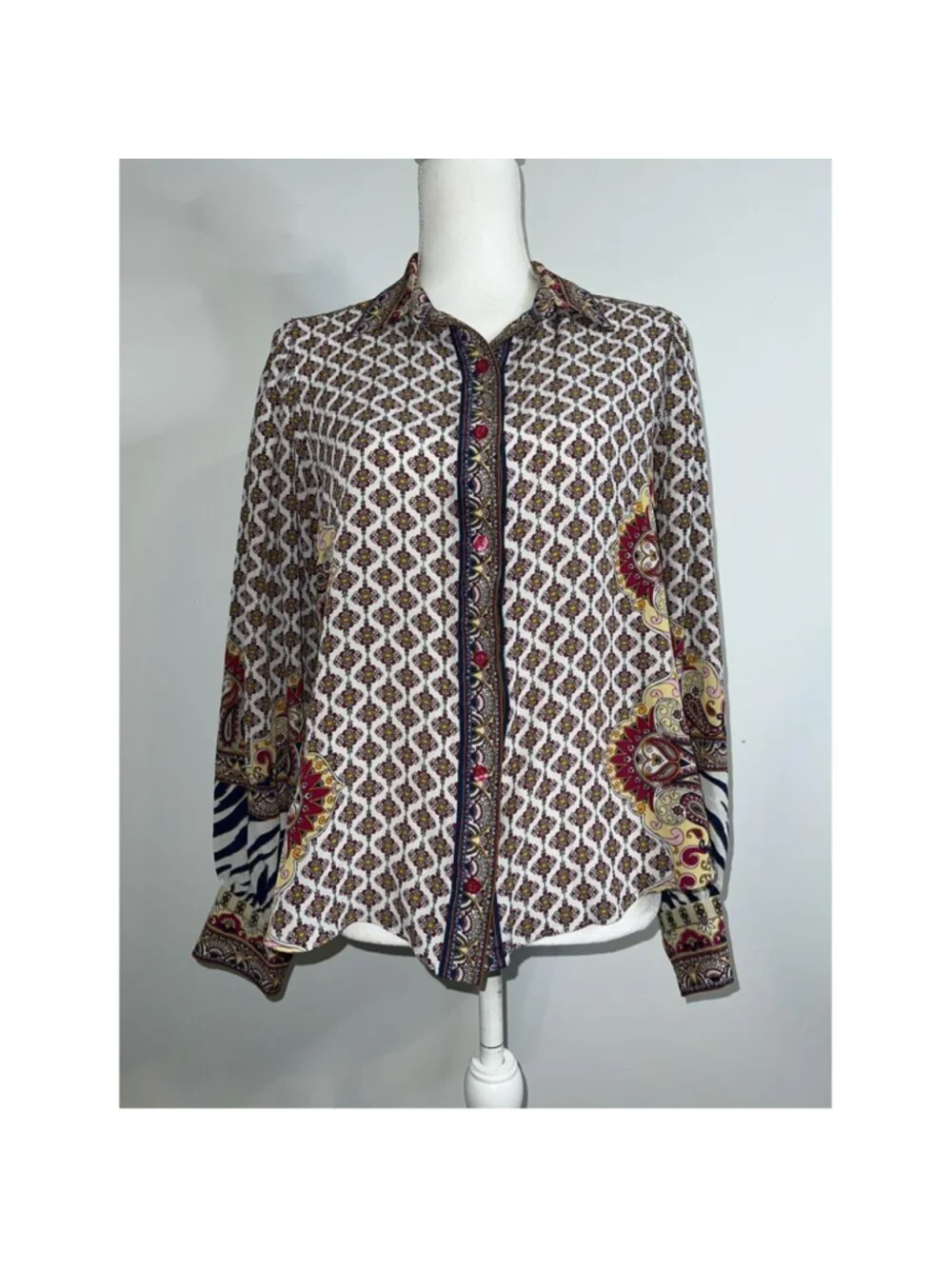100% Silk HALE BOB Longsleeve Button Down LARGE